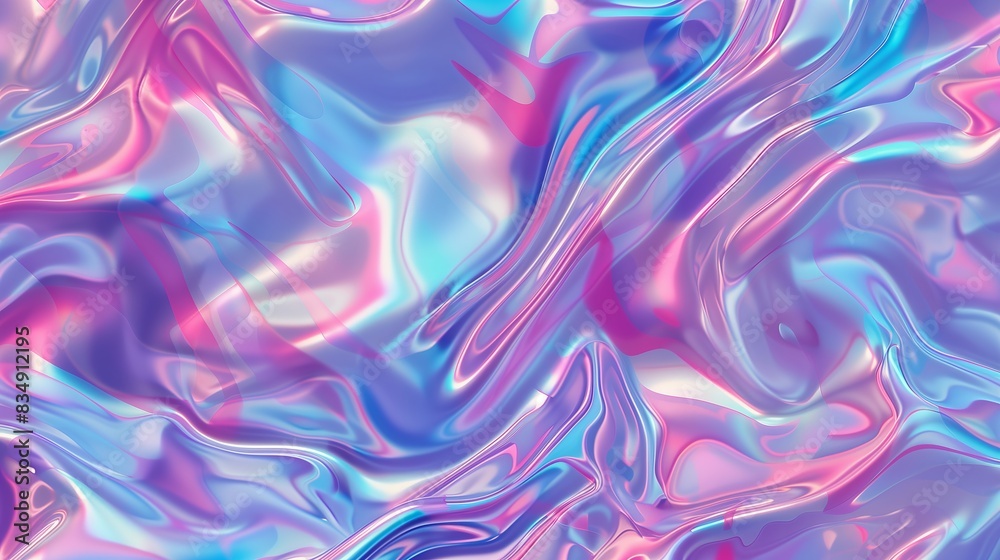 A pattern with holographic liquid of pink, blue and purple colors. A pattern with holographic liquid of pink, blue and purple colors.