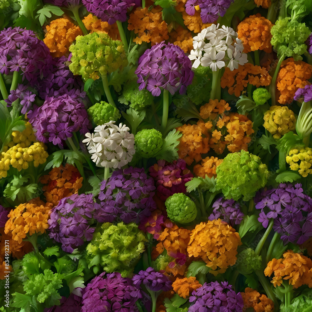 a stunning arrangement of coriander seeds and flowers. Each seed is meticulously detailed a stunning arrangement of coriander seeds and flowers. Each seed is meticulously detailed