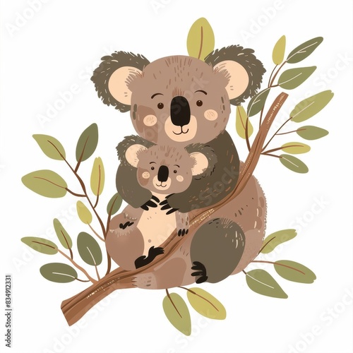 Koala. Flat vector illustration of cute animal. Baby nursery art. photo