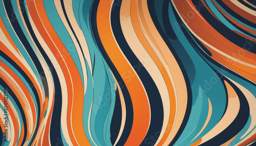 Dynamic Wave Illustration: Vibrant Orange and Blue Artistic Wallpaper