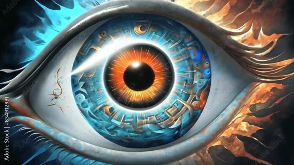 human eye close-up in the style of a Freemason symbol - 4k new stock video footage AI human eye close-up in the style of a Freemason symbol - 4k new stock video footage AI
