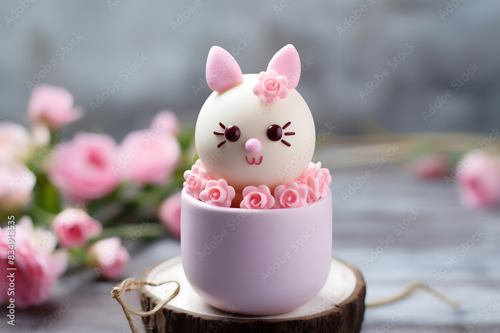 easter bunny cake pop, adorable and cake filled pop decorated as easter bunny. generative ai easter bunny cake pop, adorable and cake filled pop decorated as easter bunny. generative ai