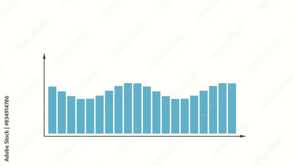Blue bar chart, shaped as sine curve. Business, research, data, financial report, production, industry, presentation. Blue bar chart, shaped as sine curve. Business, research, data, financial report, production, industry, presentation.
