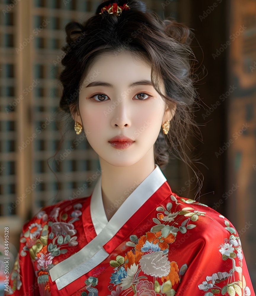 Beautiful Woman in Traditional Korean Hanbok Beautiful Woman in Traditional Korean Hanbok
