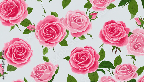 Romantic Pink Rose Flower Frame for Valentine's Day Card Design © Martina