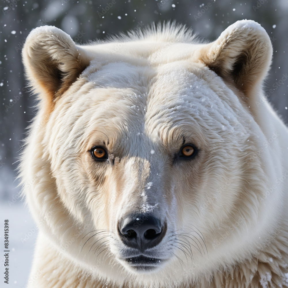 Intense Close-up American Wildlife Art in a Majestic Winter Landscape