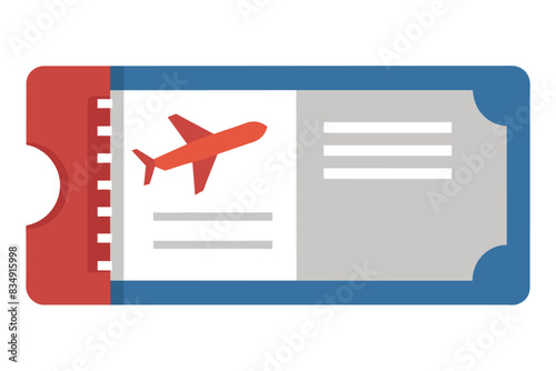 Vector illustration of an airline ticket design with a red airplane icon and barcode