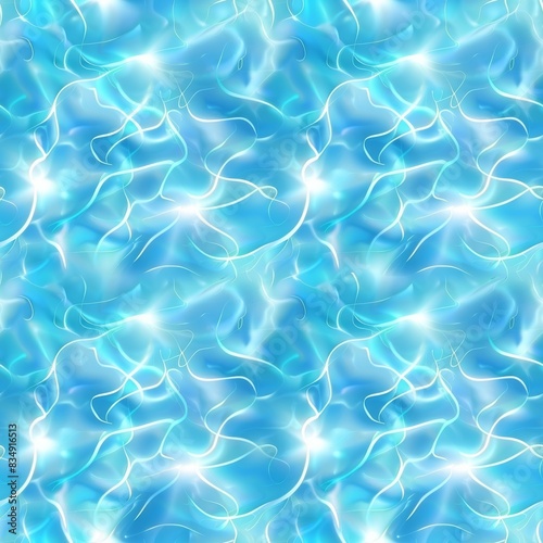 Water texture background with ripples and reflections, seamless pattern for swimming pool or sea water