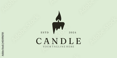 candle light vintage simple retro minimalist logo vector illustration design