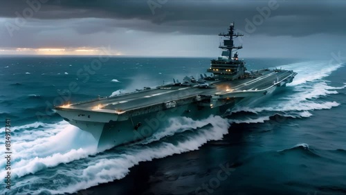 Royal Australian Navy's Aircraft Carrier: A Key Component of the Fleet. Concept Aircraft Carrier, Royal Australian Navy, Fleet Component, Naval Operations, Military Defense photo