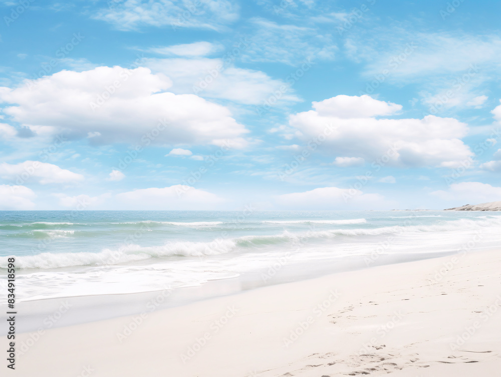Fototapeta premium a beach with waves and blue sky