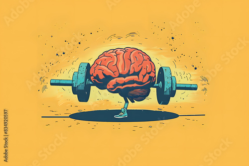 Strengthen Your Mind: Brain Weightlifting Concepts, Train Your Brain, Train Your Life: Benefits of Mental Fitness, Strong Brain Illustration, Brain Power Workout, Brain Exercise Art