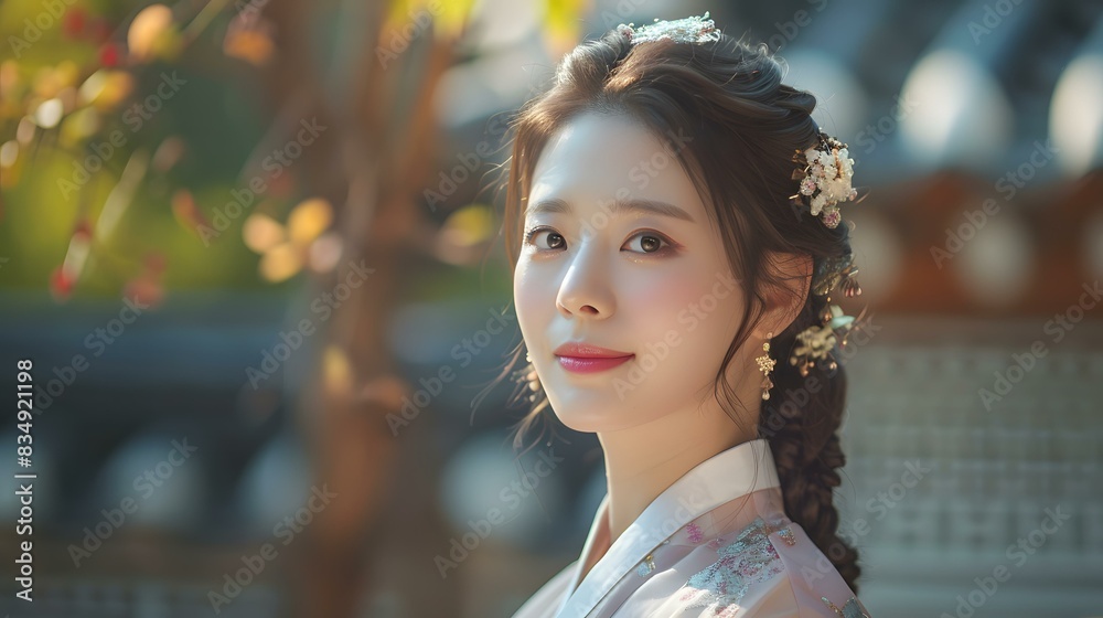 Portrait of a young Korean woman in Hanbok