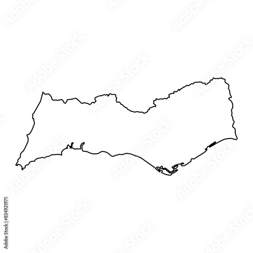 Algarve Region map, administrative division of Portugal. Vector illustration.
