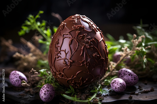 easter egg truffle with a smooth, rich center. generative ai photo