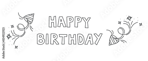 Doodle quote for holiday party. Element for birthday with crackers. Decor element for print, postcard, web design