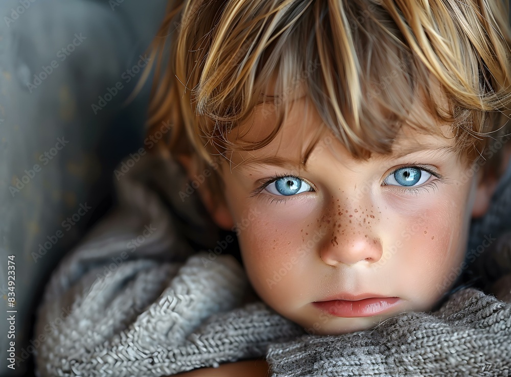 Portrait of a boy with freckles and blue eyes Portrait of a boy with freckles and blue eyes