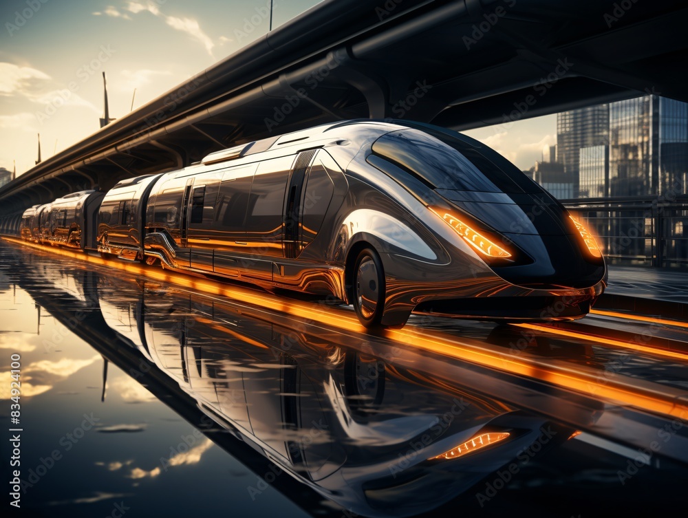 Fototapeta premium a black train on a road