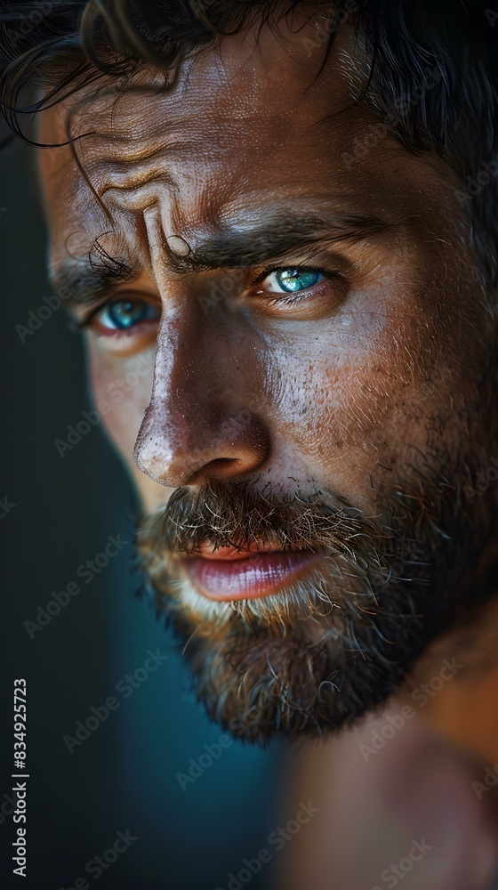 Portrait of a handsome man with blue eyes and a beard Portrait of a handsome man with blue eyes and a beard