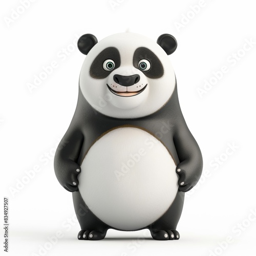 3D Vector illustration cartoon of a cute panda over white background.