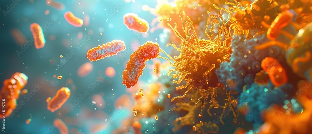 Fototapeta premium bacteria forming a biofilm on a surface