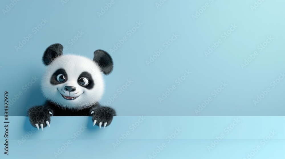 Cute cartoon panda peeping with plain background Cute cartoon panda peeping with plain background