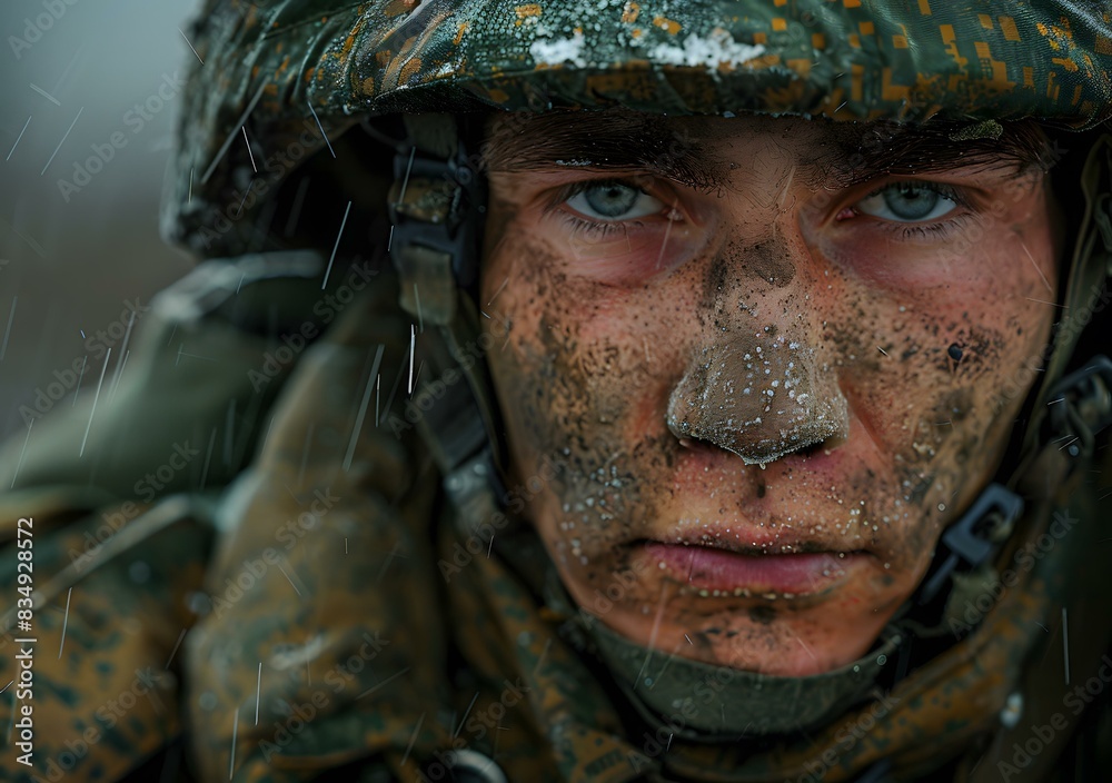 Portrait of a soldier in the snow Portrait of a soldier in the snow