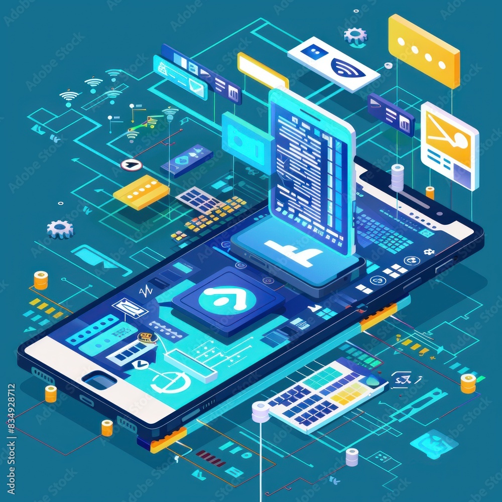Mobile internet web service programming. IoT work. 3d figure concept. Mobile internet web service programming. IoT work. 3d figure concept.