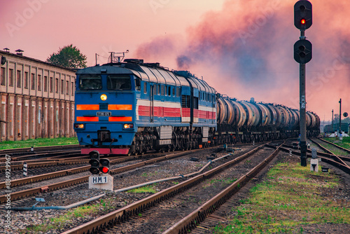 Freight Train at Dusk photo