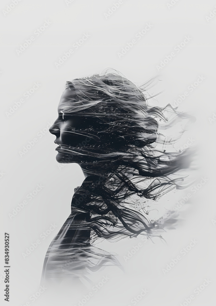 Fototapeta premium Isolated Vector Logo Ethereal Illustration - Close-Up of Person Screaming
