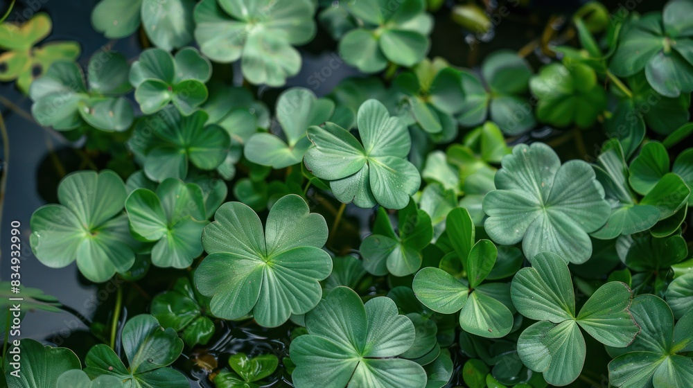 Grown with beautiful dark green leaves, Marsilea crenata spreads across ponds. Grown with beautiful dark green leaves, Marsilea crenata spreads across ponds.