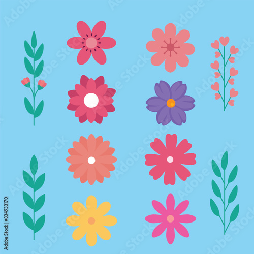 floral pattern, flower and leaf, flowers, different flowers