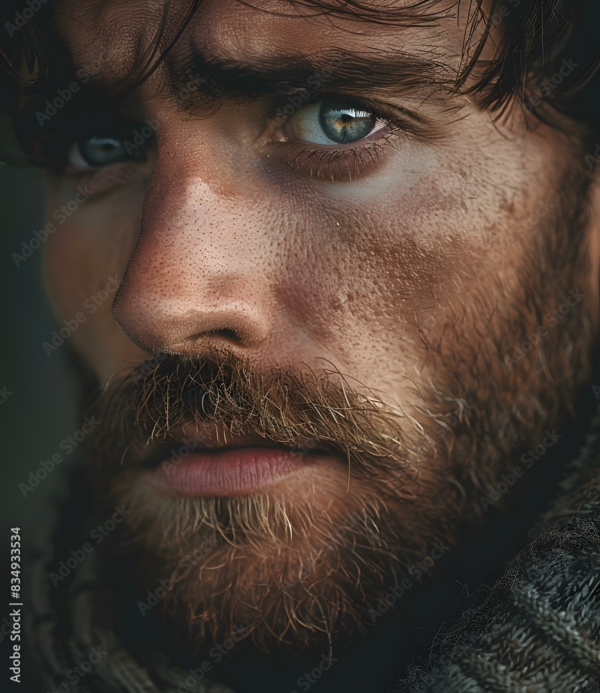 Obraz premium Portrait of a man with green eyes and a beard