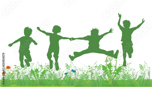 Kinder  springen und haben Freude, illustration