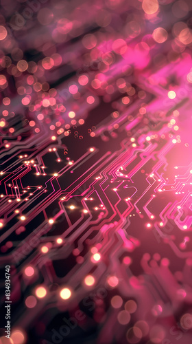 Network Circuit Pink Technology Minimalist - Futuristic Digital Background