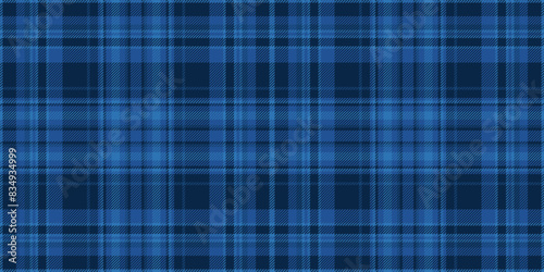 Multi texture textile fabric, primary seamless vector check. Direct plaid tartan background pattern in blue and dark colors.