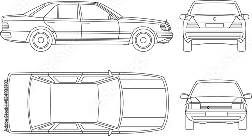 Vector illustration sketch design drawing of personal transportation vehicle, family car for out of town