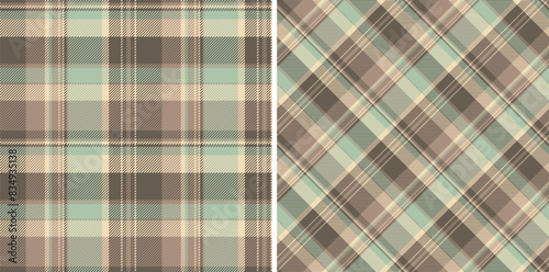 Plaid pattern seamless of textile texture check with a background vector fabric tartan. Set in coffee colors. Modern duvet covers for the bedroom.