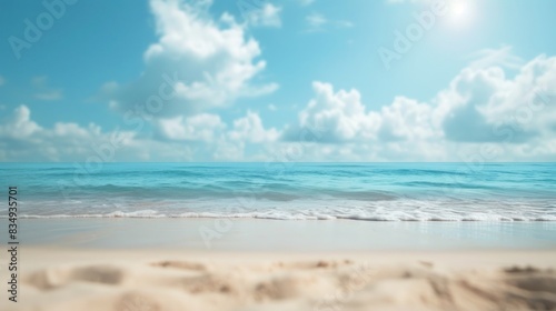 Beautiful clean white beach with blurred background.