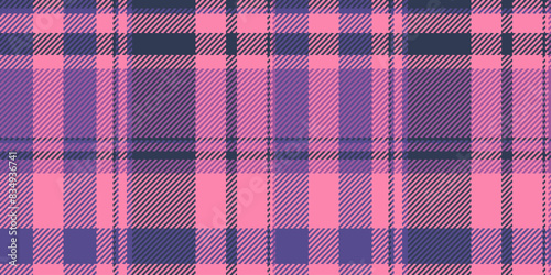 Artwork vector pattern texture, good seamless check background. Symmetry tartan fabric textile plaid in pink and blue colors.