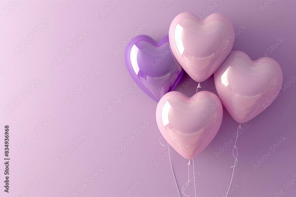 Elegant 3D Heart-Shaped Structure Composed of Pale Violet Balloons on a Soft Purple Background Elegant 3D Heart-Shaped Structure Composed of Pale Violet Balloons on a Soft Purple Background