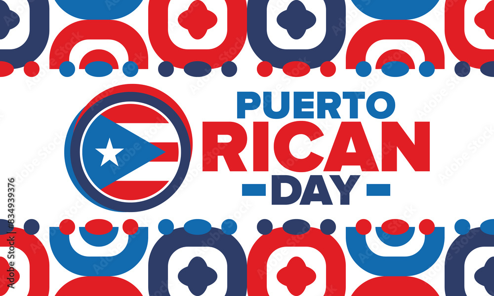 Puerto Rican Day. National happy holiday. Festival and parade in honor of independence and freedom. Puerto Rico flag. Latin american country. Patriotic elements. Vector poster illustration Puerto Rican Day. National happy holiday. Festival and parade in honor of independence and freedom. Puerto Rico flag. Latin american country. Patriotic elements. Vector poster illustration