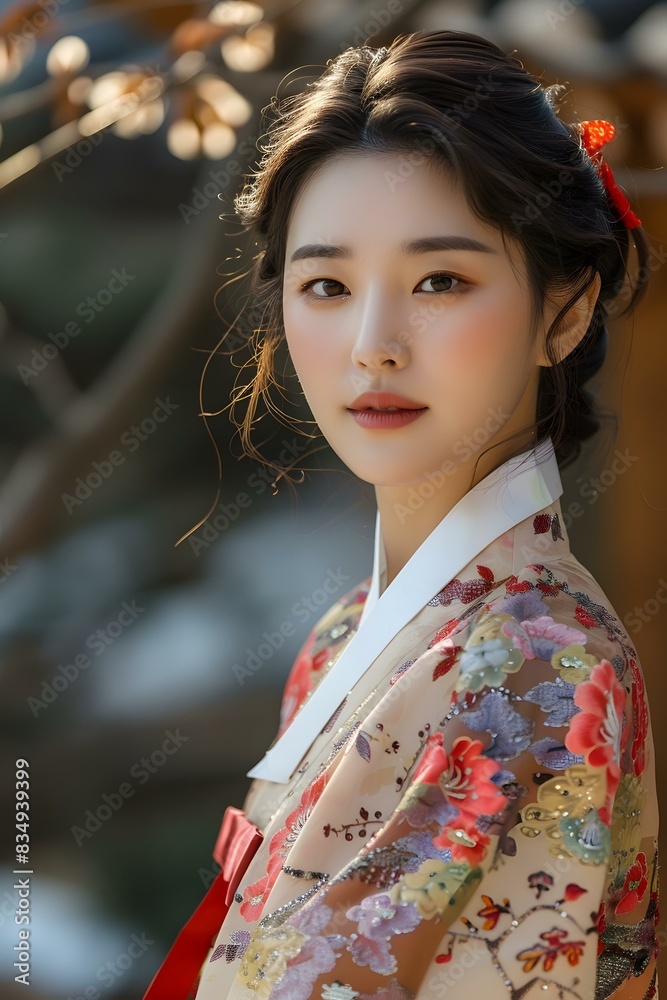 Portrait of a young woman in a hanbok