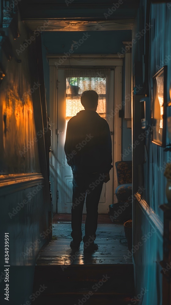 A Person Standing in a Dark Hallway A Person Standing in a Dark Hallway