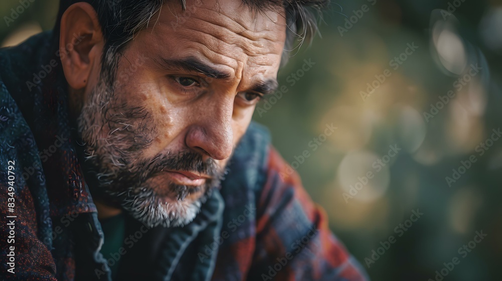 portrait of a man with a beard looking down portrait of a man with a beard looking down