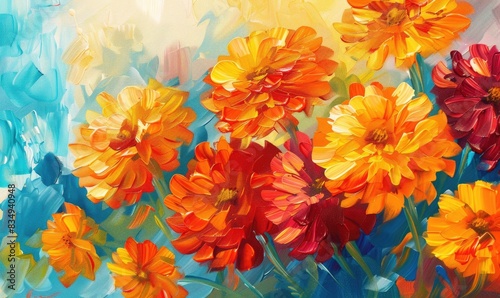 Fototapeta Naklejka Na Ścianę i Meble -  Marigolds in acrylic painting style