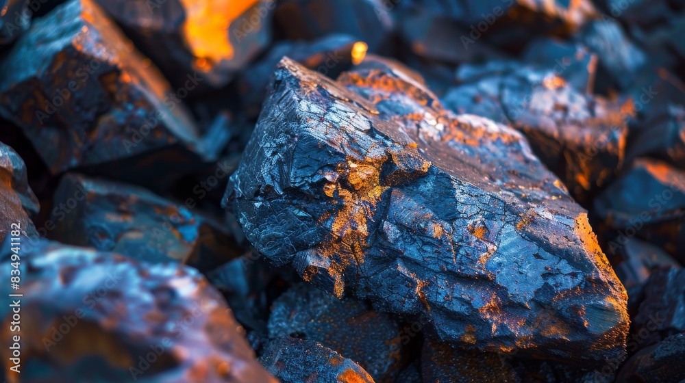 A close-up image of a large, rough piece of coal A close-up image of a large, rough piece of coal
