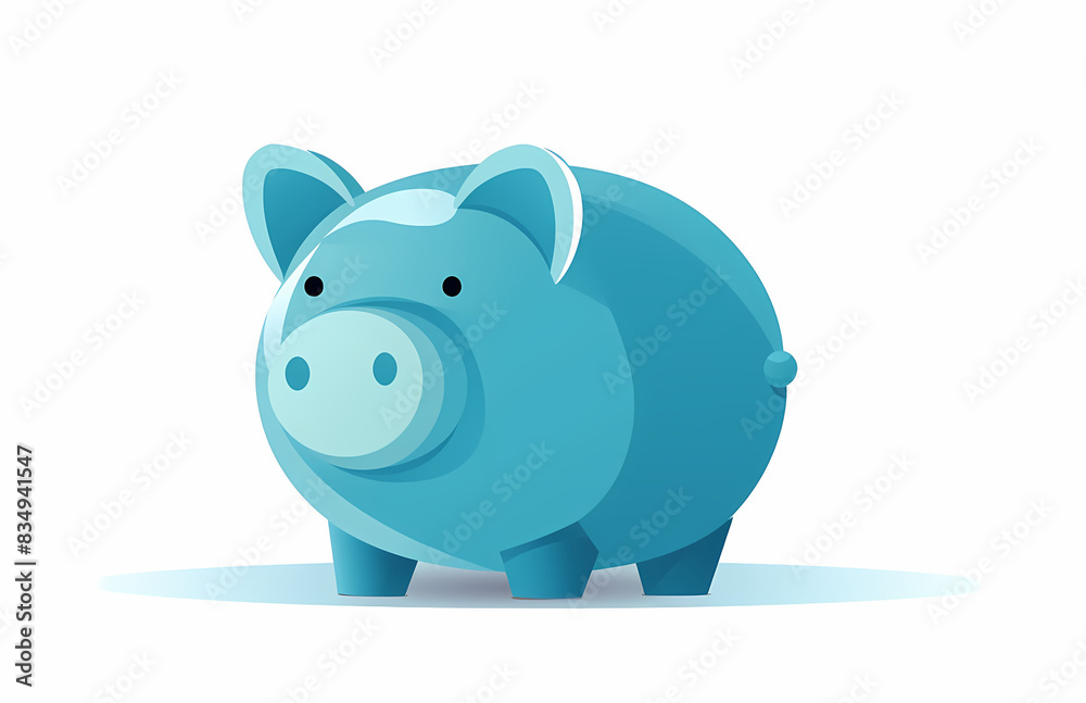 Illustration of a Piggy Bank in Teal - Savings and Finance Concept Illustration of a Piggy Bank in Teal - Savings and Finance Concept