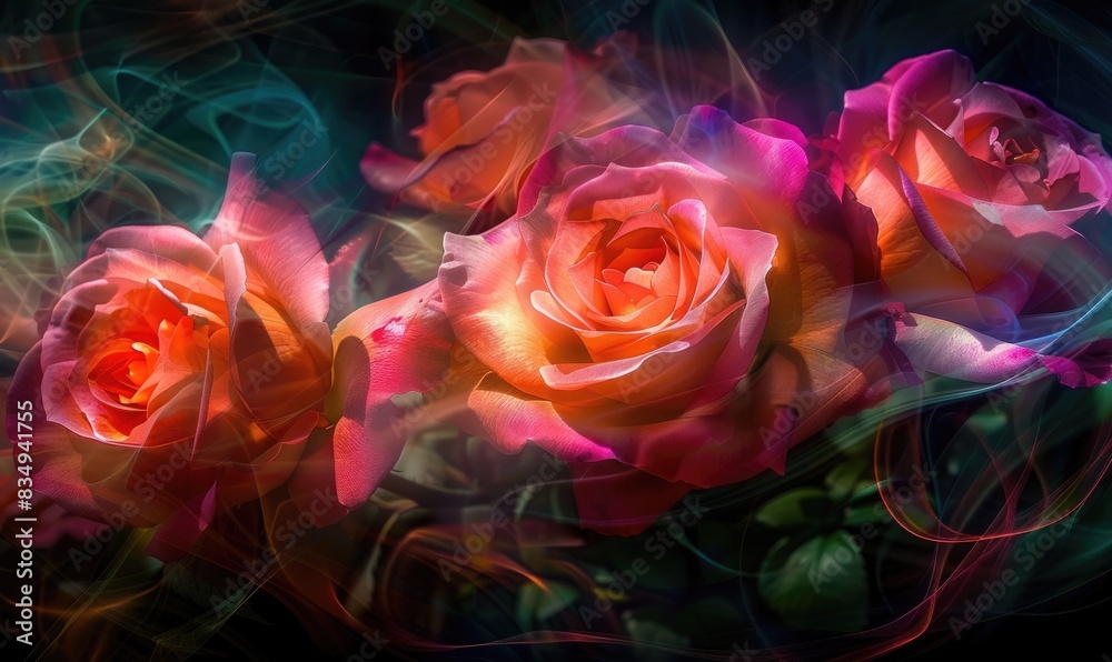 Poppies in abstract art style, vibrant colors, dynamic shapes Poppies in abstract art style, vibrant colors, dynamic shapes