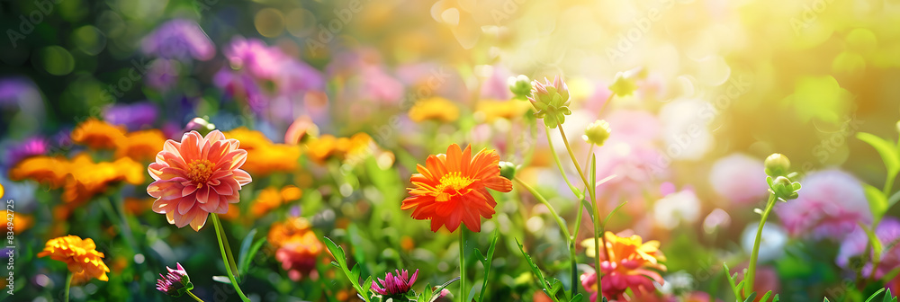 Colorful beautiful flowers Zínnia spring summer in Sunny garden in sunlight on nature outdoors. Colorful beautiful flowers Zínnia spring summer in Sunny garden in sunlight on nature outdoors.